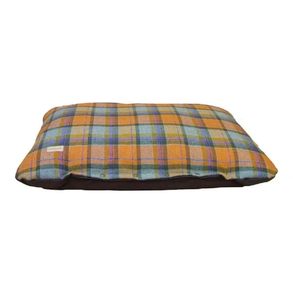 Earthbound Tweed Flat Cushion Dog Bed Orange Check 5 Earthbound Tweed Flat Cushion Dog Bed Orange Check - Image 3
