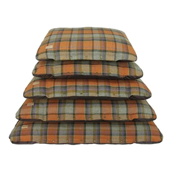 Earthbound Tweed Flat Cushion Dog Bed Orange Check 4 Earthbound Tweed Flat Cushion Dog Bed Orange Check - Image 2