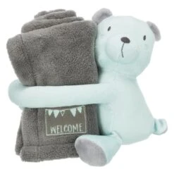 Trixie Junior Bear And Blanket Cuddly Set For Dogs - Grey & Mint -KONG || Danish Design || Tropiclean Shop I9658327