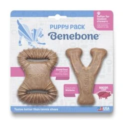 Benebone Tiny 2-Pack Puppy Dental Chew And Wishbone Dog Toy - Bacon -KONG || Danish Design || Tropiclean Shop I9661293