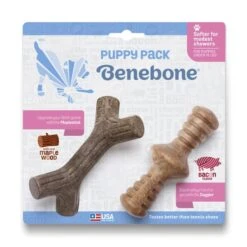 Benebone Tiny 2-Pack Maplestick And Zaggler Puppy Dog Toy - Bacon & Maple Wood -KONG || Danish Design || Tropiclean Shop I9661294